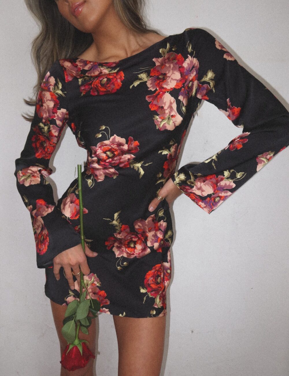 Rose Floral Mini Dress - Image 3
