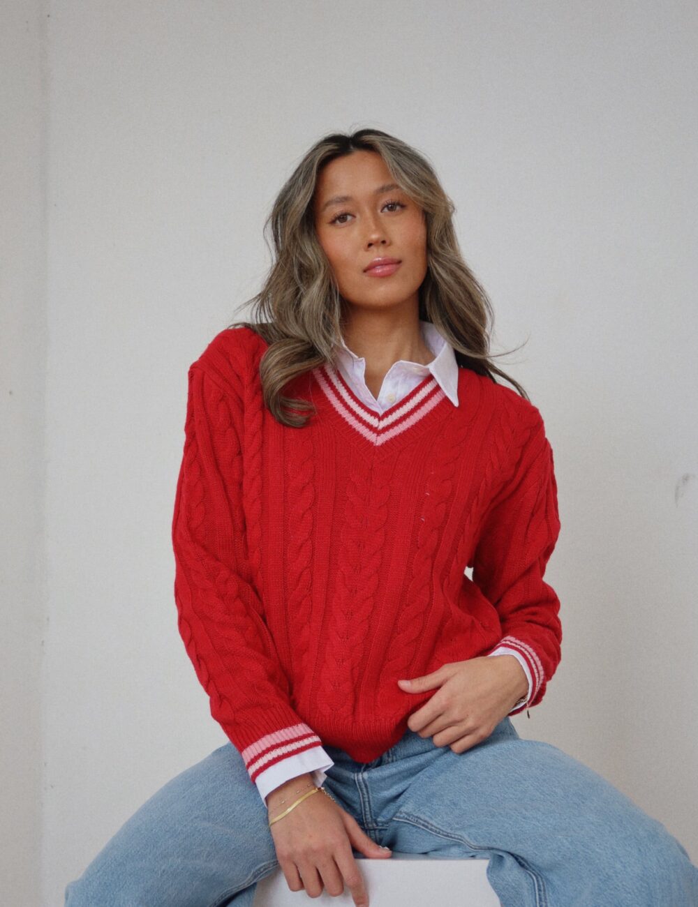 Sweetheart Cable Knit Sweater - Image 2