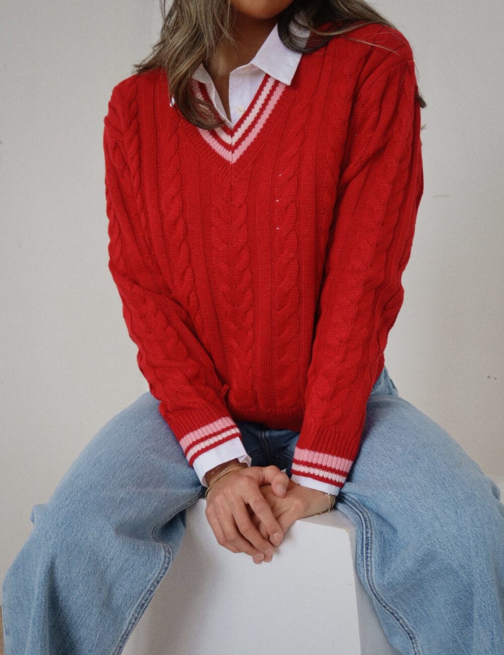 Sweetheart Cable Knit Sweater - Image 3