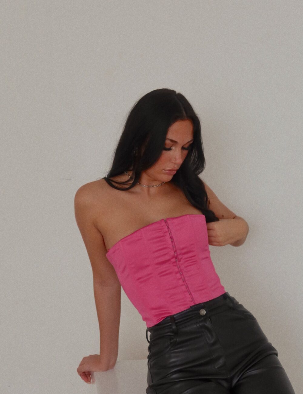 Peony Satin Lace Up Corset Top - Image 2