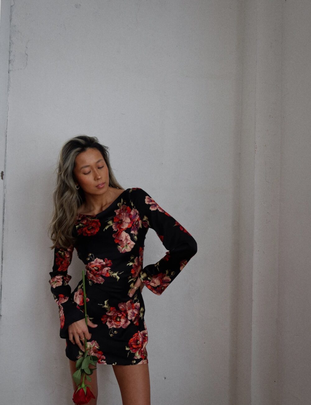 Rose Floral Mini Dress - Image 9