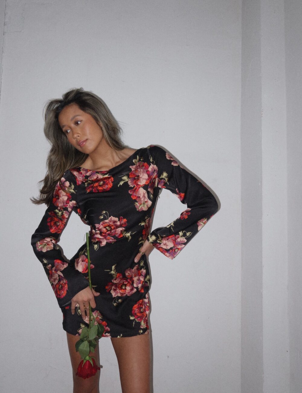 Rose Floral Mini Dress - Image 12