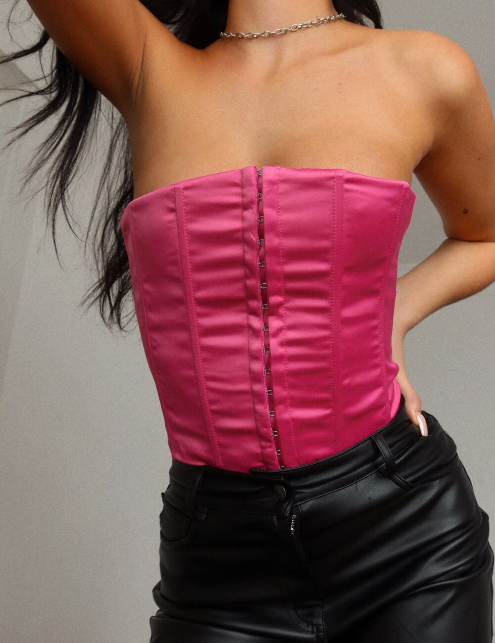 Peony Satin Lace Up Corset Top