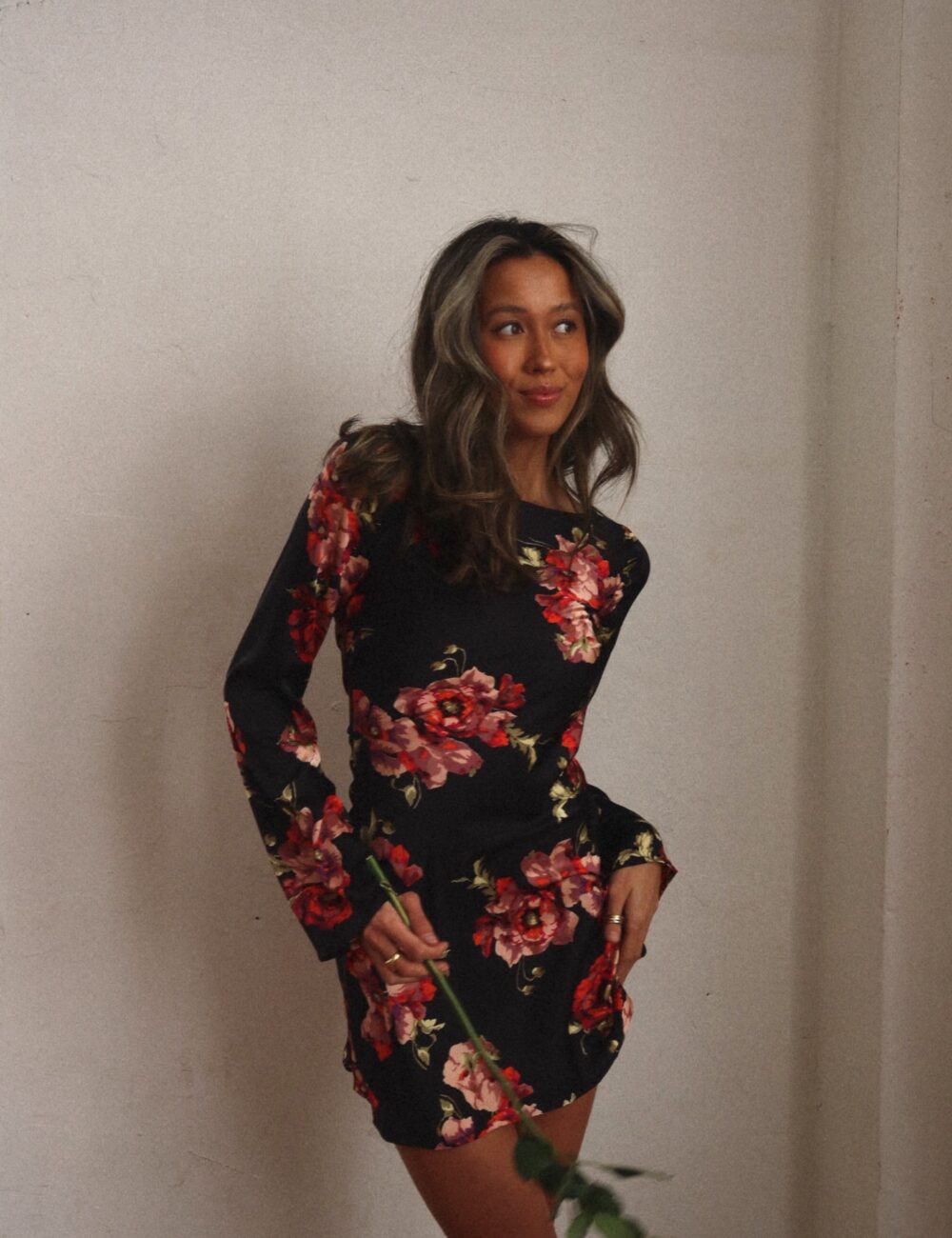 Rose Floral Mini Dress - Image 6